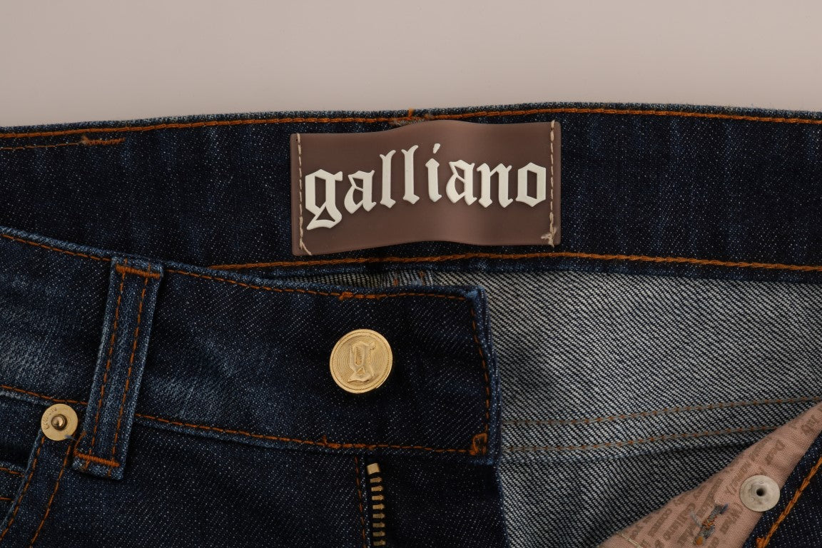 John Galliano Skinny Low-Jeans aus Stretch-Baumwolle in blauer Waschung