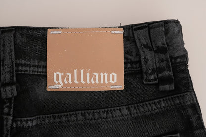 John Galliano Jeans mit normaler Passform aus Baumwollstretch in grauer Waschung