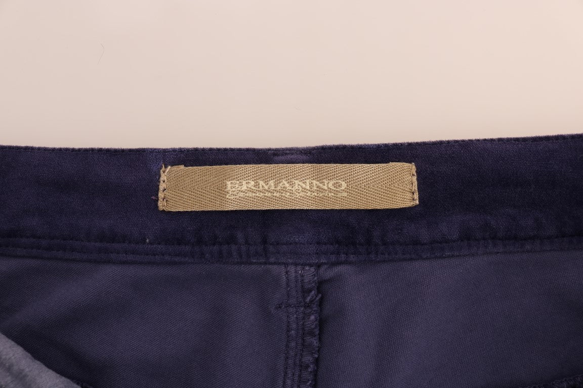 Ermanno Scervino Purple Corduroy 스트레치 부트 컷 바지