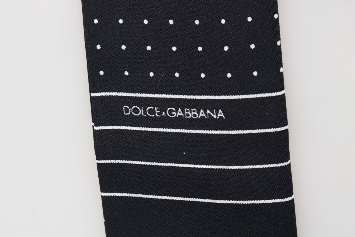 Dolce & Gabbana Dark Blue Polka 점선 실크 스카프