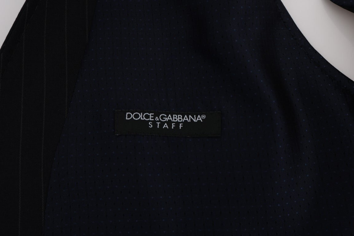 Dolce & Gabbana Blue 직원 양모 스트레치 조끼