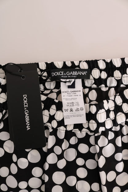 Dolce & Gabbana Black White Polka Dottes 실크 팬츠