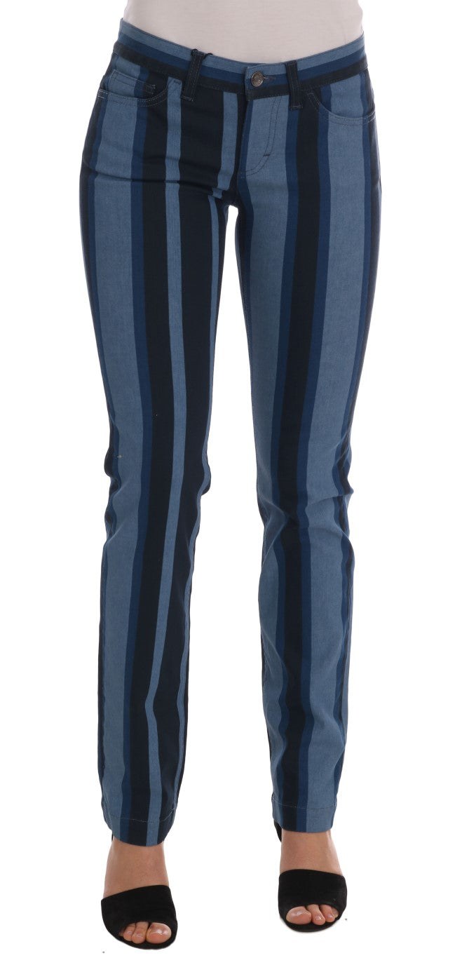 Dolce & Gabbana Blue Girly Striped Cotton Jeans