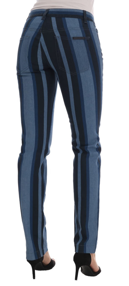 Dolce & Gabbana Blue Girly Striped Cotton Jeans