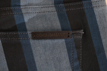 Dolce & Gabbana Blue Girly Striped Cotton Jeans