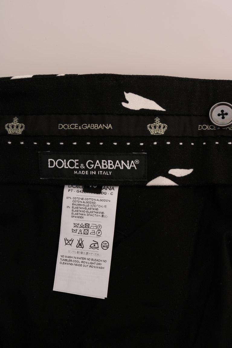 Dolce & Gabbana 검은 나무 면화 스트레치 바지