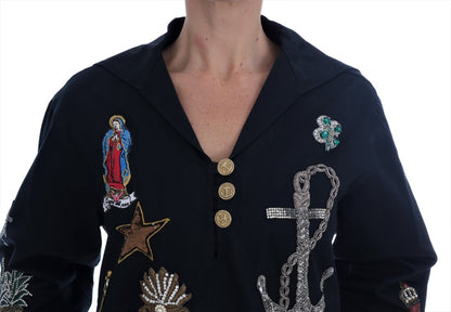 Dolce & Gabbana Enchanted Blue Crystal Embroidered Coat