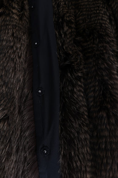 Dolce & Gabbana Elegant Brown Raccoon Fur Knee-Length Coat