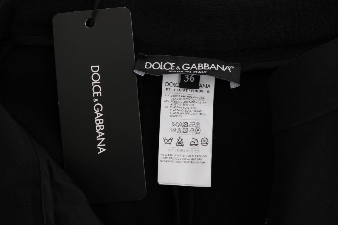 Schwarze Stretch-Caprihose mit rosa Streifen von Dolce &amp; Gabbana