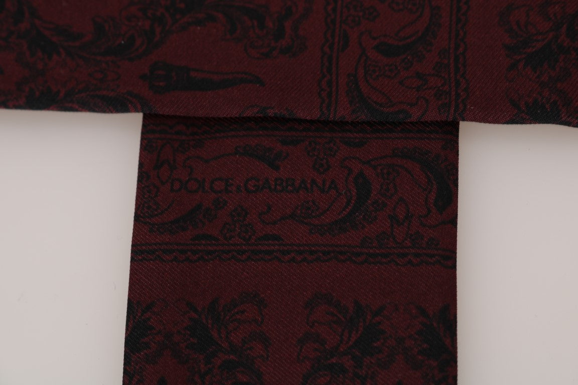 Dolce & Gabbana Bordeaux 실크 크라운 칠리 스카프