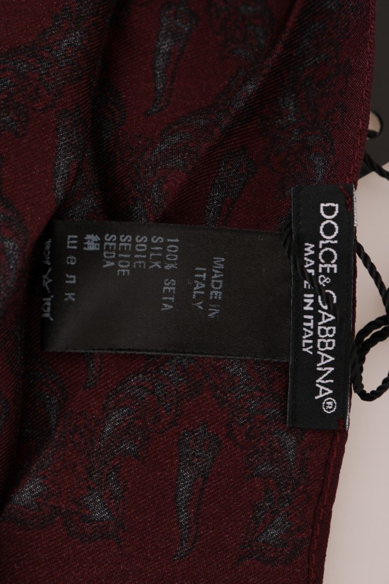 Dolce & Gabbana Bordeaux 실크 크라운 칠리 스카프