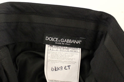 Dolce &amp; Gabbana Schwarze Stretch-Plisseehose aus Wolle