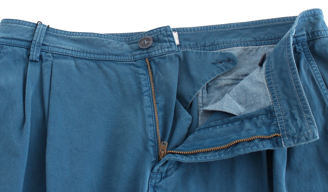 GF Ferre Blue Cotton Straight Fit Chinos