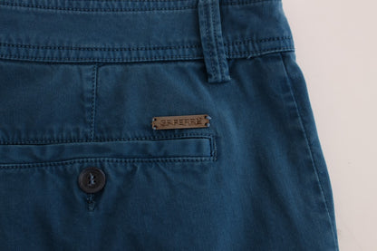 GF Ferre Blue Cotton Straight Fit Chinos