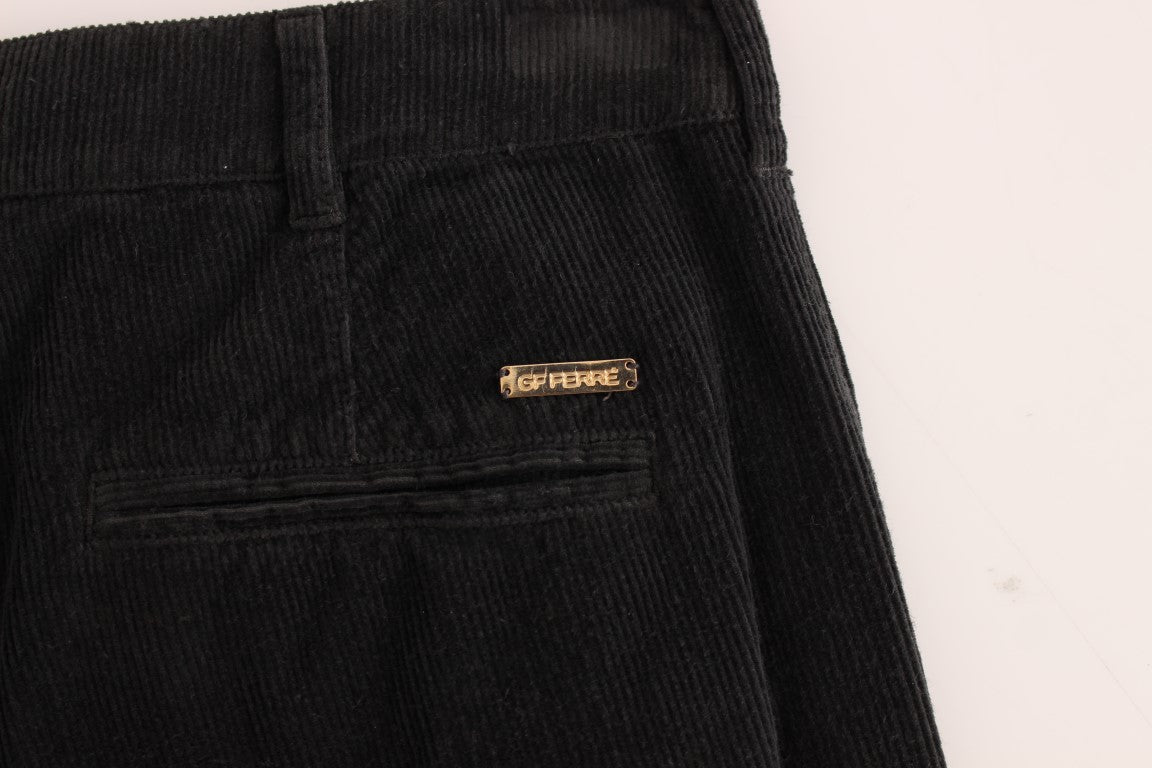 Gerade geschnittene Hose aus schwarzer Cord-Baumwolle von GF Ferre