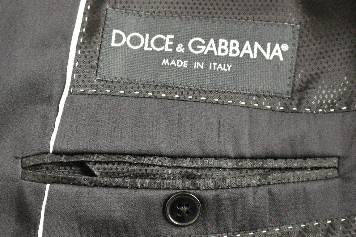 Dolce &amp; Gabbana Schwarz gestreifter zweireihiger Slim-Fit-Anzug