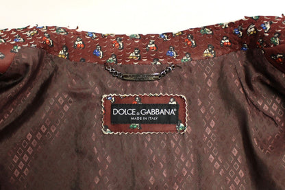 Dolce & Gabbana Exclusive Boxer Print Bordeaux Leather Jacket