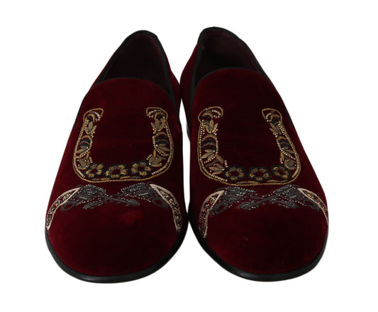 Dolce & Gabbana Bordeaux Velvet 로퍼 건자 호스 슈즈 신발