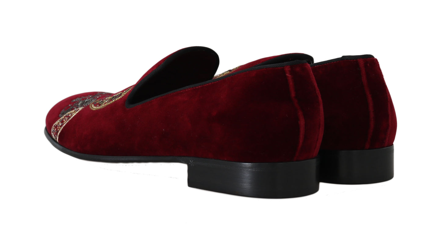 Dolce & Gabbana Bordeaux Velvet 로퍼 건자 호스 슈즈 신발