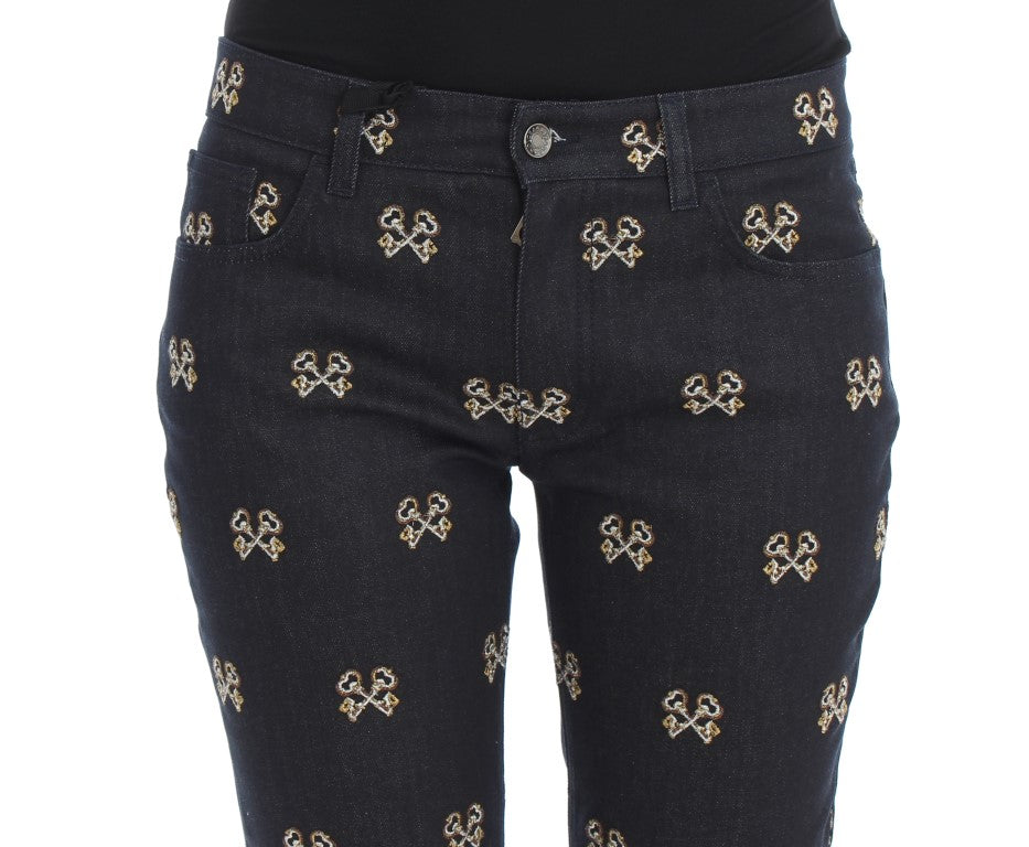 Dolce &amp; Gabbana Blue Key bestickte Slim-Fit-KATE-Jeans