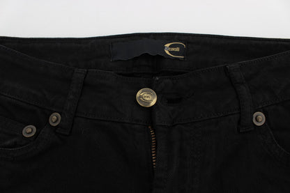 Cavalli Black Cotton Stretch Slim Skinny Fit 청바지