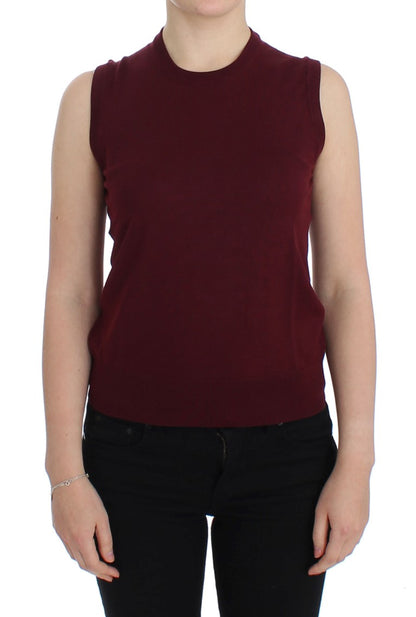 Dolce & Gabbana Red Sleeveless Crewneck Vest Pullover