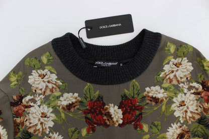 Dolce & Gabbana Green Key Floral Print 실크 스웨터