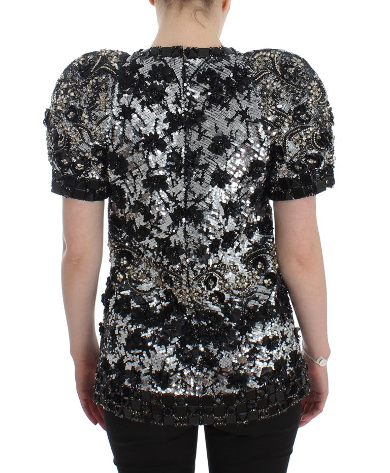 Dolce & Gabbana Black Clear Crystal Runway Blouse 상단