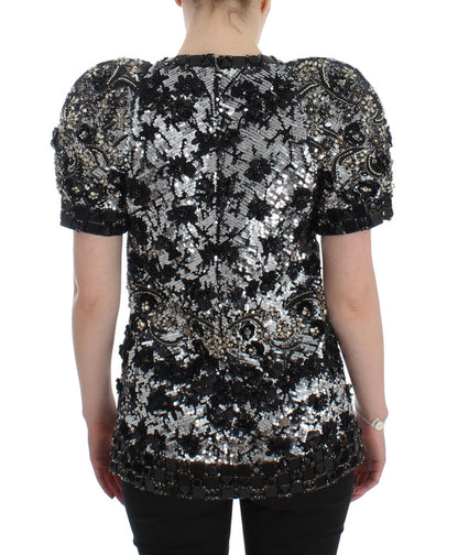 Dolce & Gabbana Black Clear Crystal Runway Blouse 상단