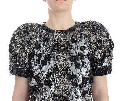 Dolce & Gabbana Black Clear Crystal Runway Blouse 상단