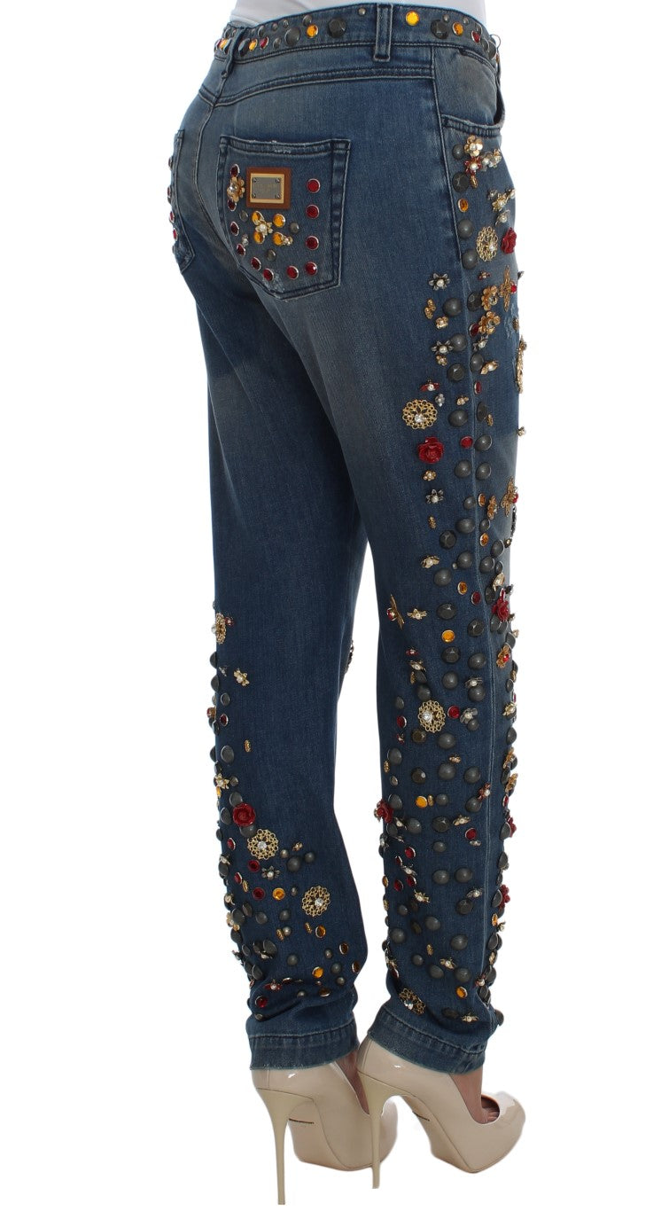 Dolce &amp; Gabbana Jeans mit Herzverzierung und Kristallrosen