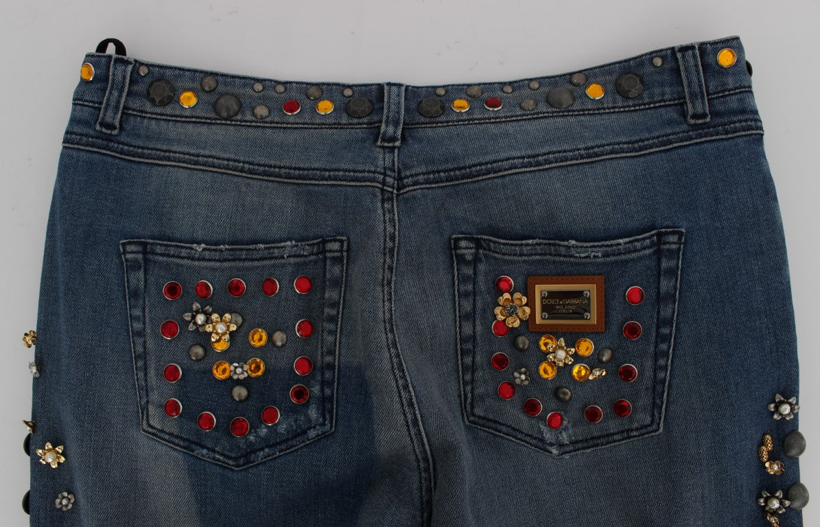 Dolce &amp; Gabbana Jeans mit Herzverzierung und Kristallrosen