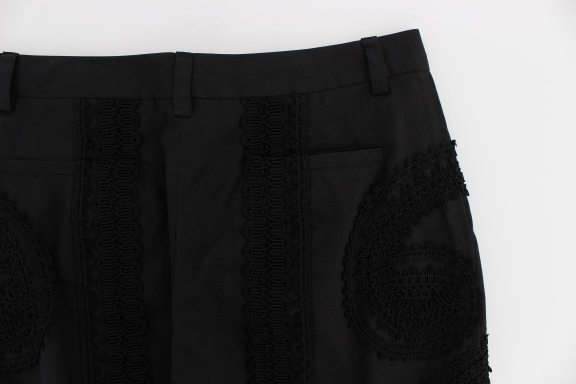 Schwarze Torero-Caprihose aus Stretch-Baumwolle von Dolce &amp; Gabbana