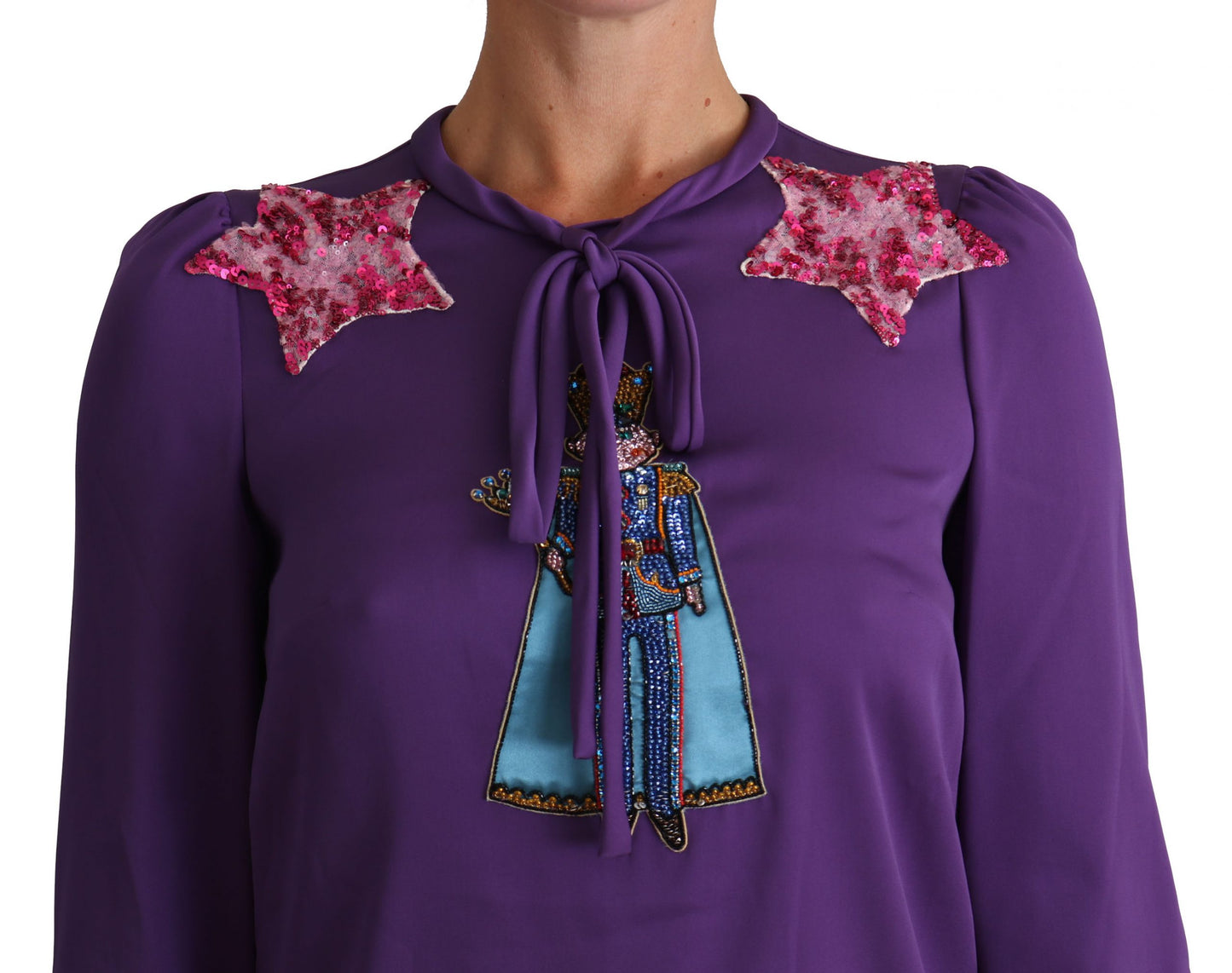 Dolce & Gabbana Purple Blouse Prince Fairy Tale 장식 상단