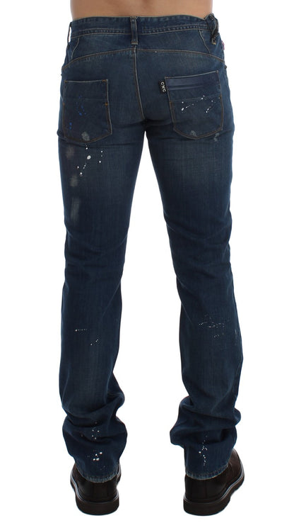 Slim-Fit-Hosenjeans von Costume National mit blauer Waschung und Farbe