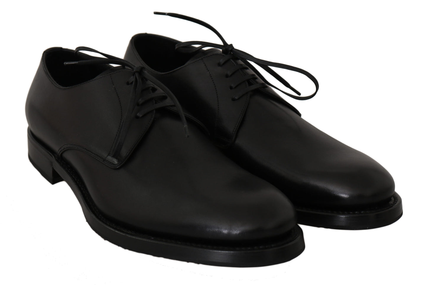 Dolce & Gabbana Black Leather Derby 형식 드레스 신발