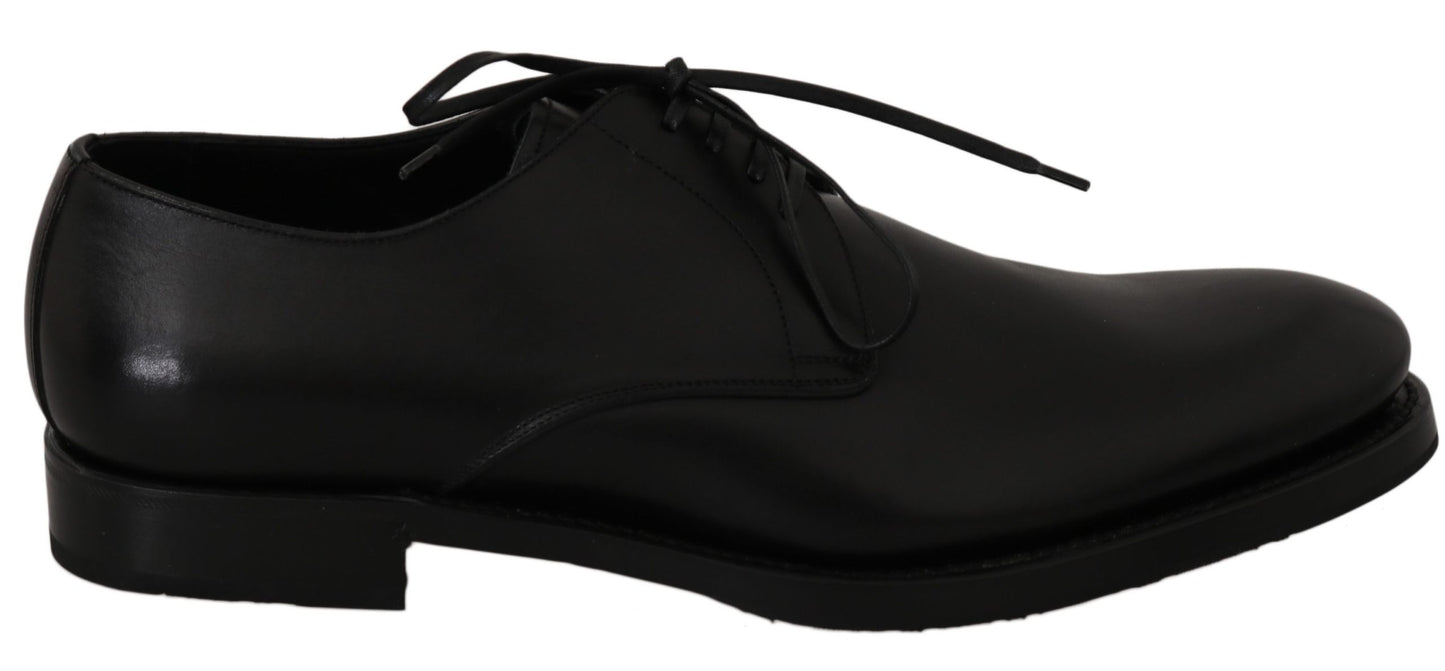 Dolce & Gabbana Black Leather Derby 형식 드레스 신발