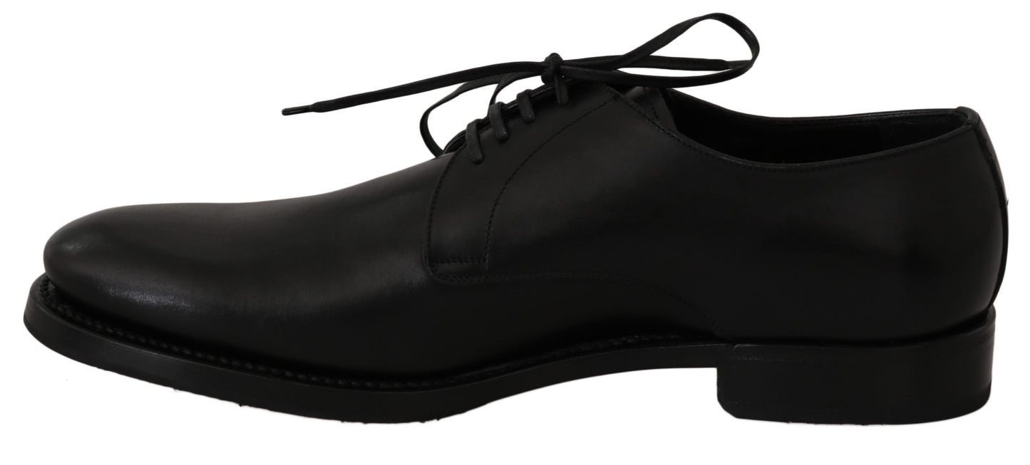 Dolce & Gabbana Black Leather Derby 형식 드레스 신발