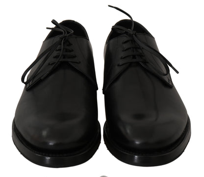 Dolce & Gabbana Black Leather Derby 형식 드레스 신발