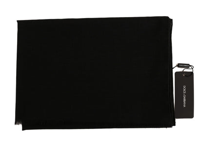 Dolce &amp; Gabbana Solid Black Schal aus Wollmischung, 70 cm x 200 cm