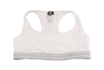 Dolce & Gabbana White Cotton Sport 스트레치 브라 속옷