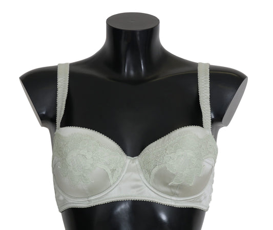 Dolce & Gabbana Green Balconcino Bra Floral Lace 속옷