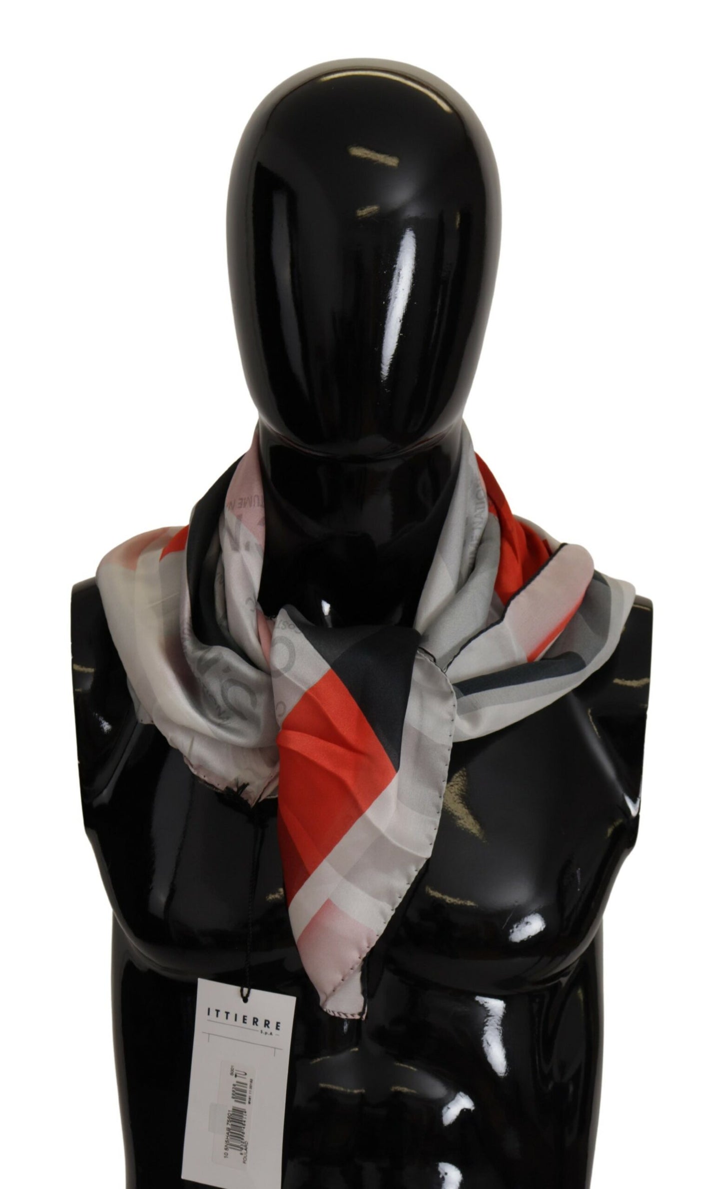 Costume National Elegant Silk Scarf in Gray Red Checkered