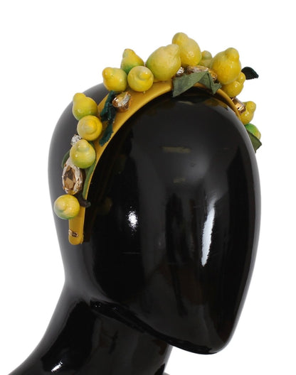 Dolce & Gabbana Exquisite Silk Crystal Lemon Headband Diadem