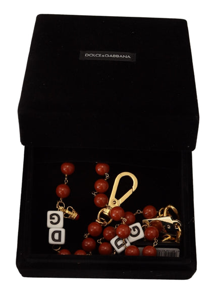 Dolce &amp; Gabbana Hummer-Statement-Halskette mit goldenem Messingperlen-Logo und Hummer