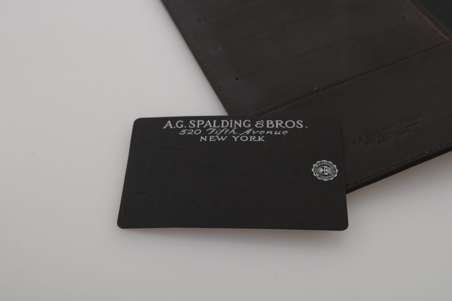 A.G. Spalding & Bros Black Leather Bifold Travel Holder 로고 지갑