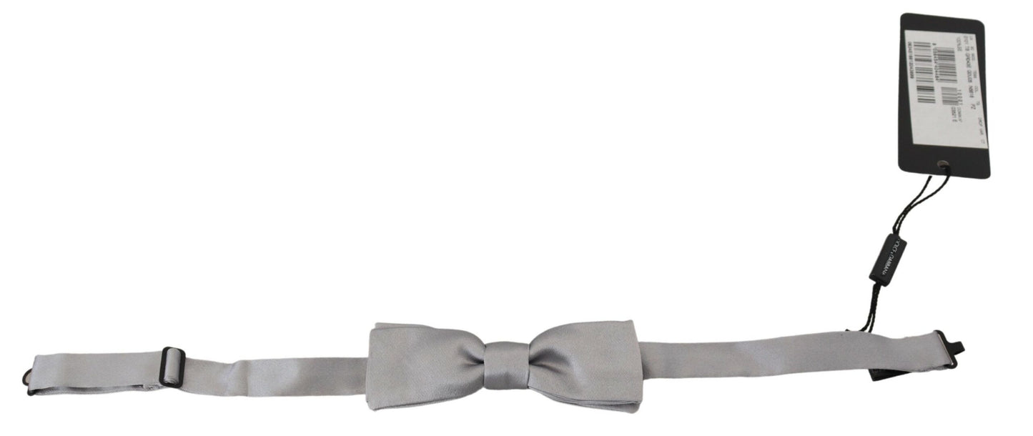 Dolce & Gabbana 그레이 실크 조절 가능한 남자 목마 papillon bow tie