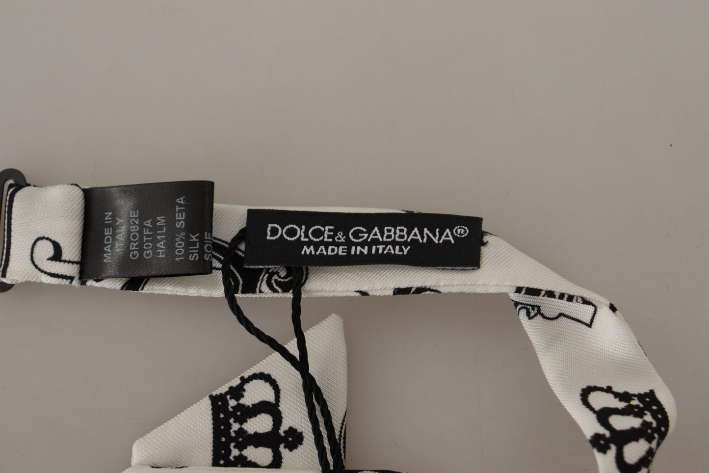 Dolce &amp; Gabbana Weiße Papillon-Fliege mit Kronenmuster und verstellbarem Hals