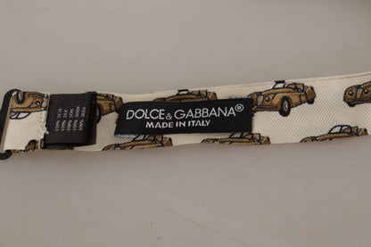 Dolce & Gabbana Elegant Car Print Silk Bow Tie