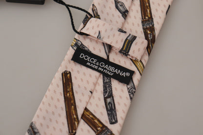 Dolce &amp; Gabbana Pink Pen Dots Print 100 % Seide verstellbare Halsaccessoire-Krawatte